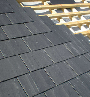 Part way through a slate roof in Dudley